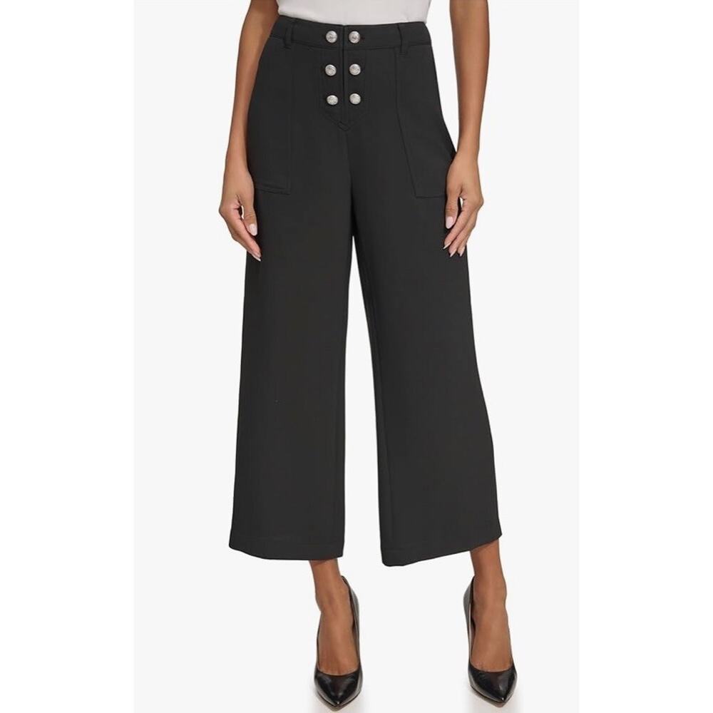 KARL LAGERFELD PARIS Women’s Button Front Ankle Pant Black 16 NWT $109.00